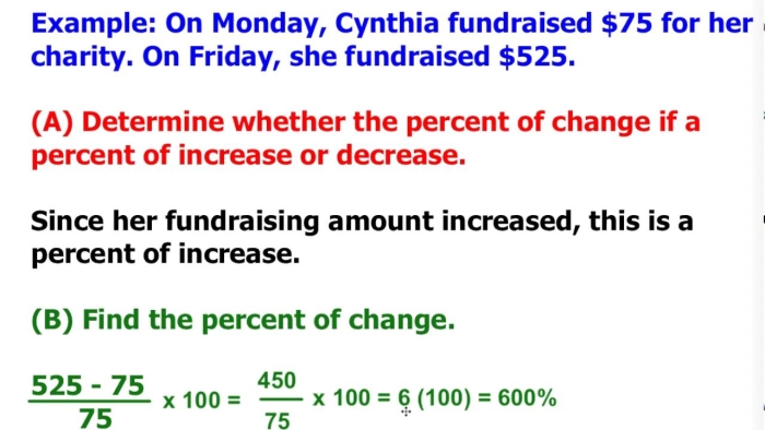 Worksheet featuring percent of change word problems for seventh graders