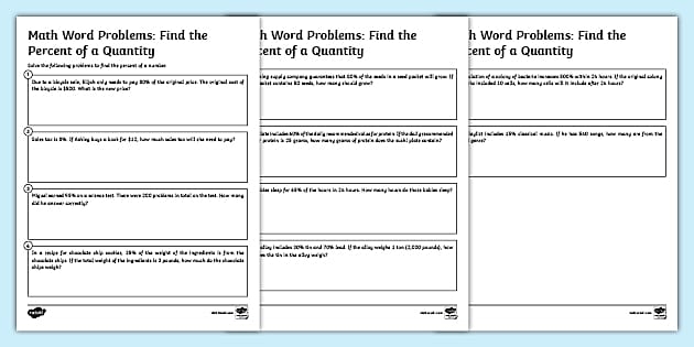 Seventh-grade students engaging with a Percent Word Problems worksheet focused on real-life financial scenarios