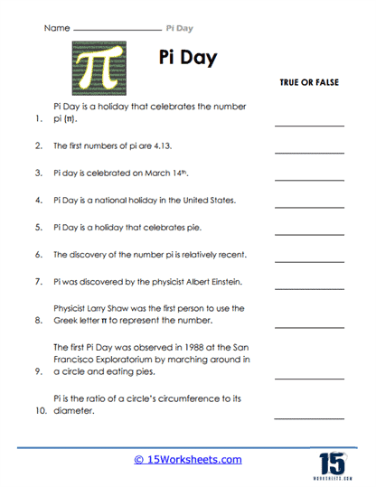 Visual guide to understanding the famous irrational number Pi Worksheet explaining the concept of Pi for seventh graders