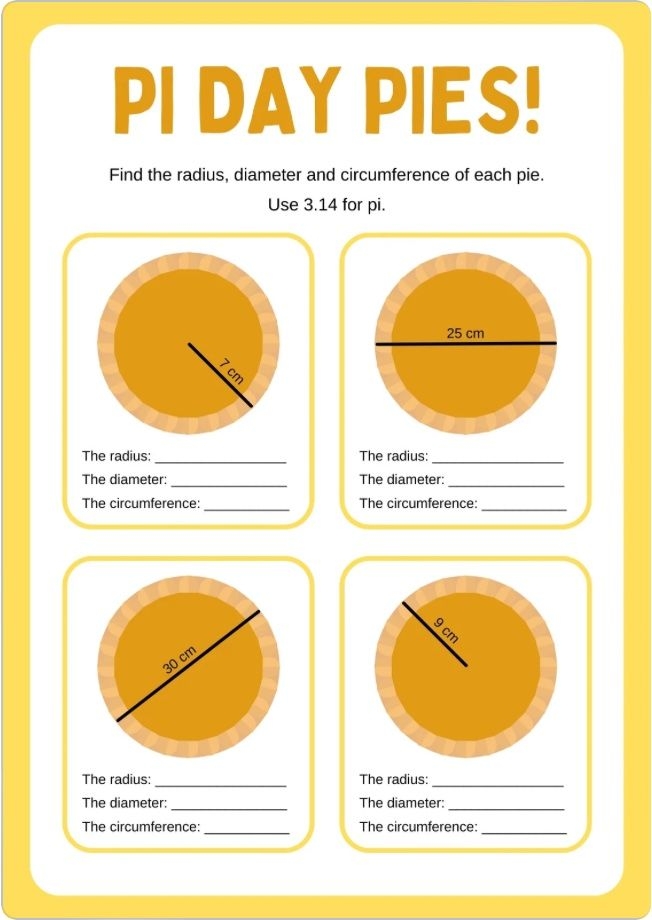 Seventh-grade math worksheet for practicing the area of circles with Pi Radius Squared Worksheet focusing on calculating the area of circles using Pi Radius Squared for seventh graders