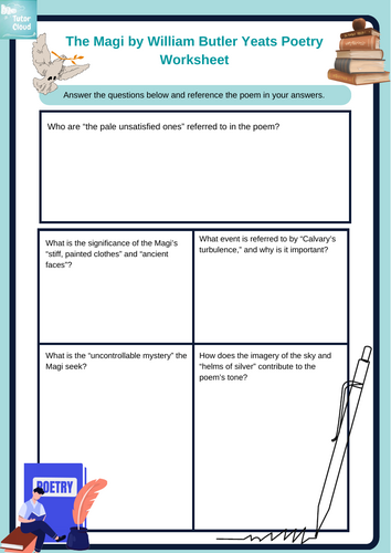 Analyzing a worksheet focused on "The Song of Wandering Aengus" by William Butler Yeats for seventh graders