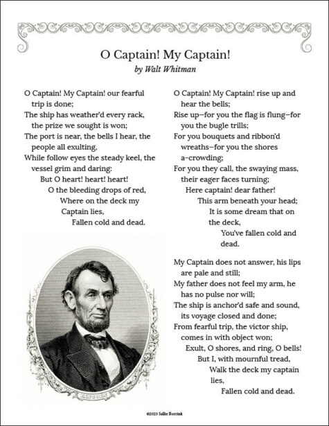 Seventh grade students analyzing figurative language in Walt Whitman's O Captain My Captain poem worksheet activity