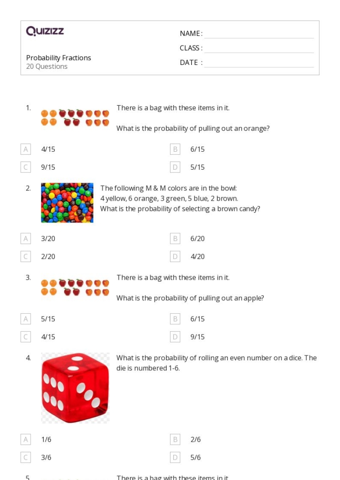 A colorful bag filled with different types of fruit used to teach probability concepts to seventh grade students