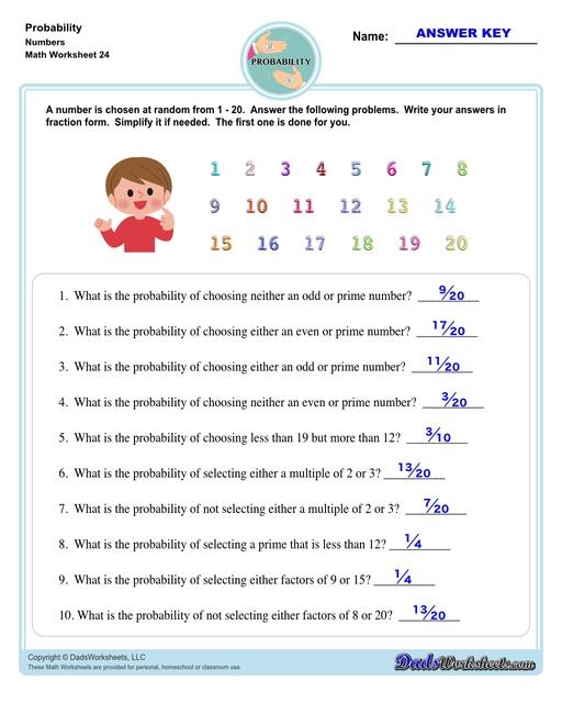 Seventh grade student solving a probability models worksheet involving data predictions