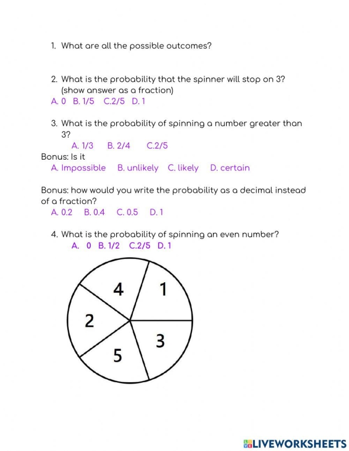 Seventh grade math worksheet featuring probability problems with mixed operations for lesson number 23