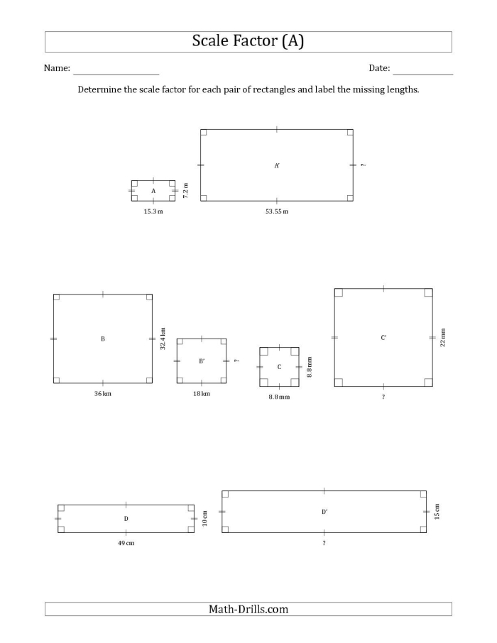 Find Areas Using Scale Drawings Worksheet 24 Geometry Practice Seventh grade math worksheet featuring geometry problems about calculating areas from scale drawings