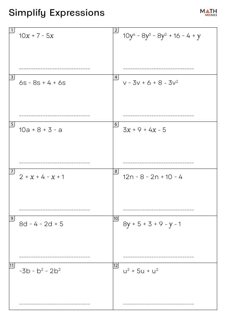 Worksheet featuring engaging word problems for writing and evaluating expressions