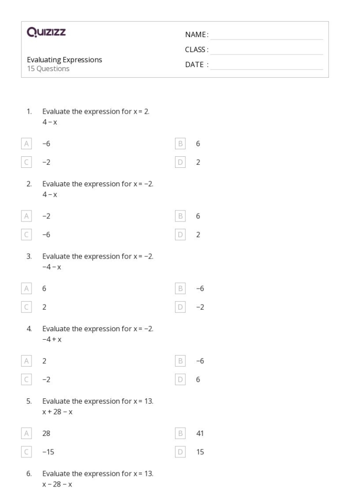 Worksheet featuring fun word problems for writing and evaluating expressions