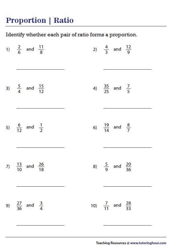 Seventh grade math worksheet featuring several practice problems for solving proportions