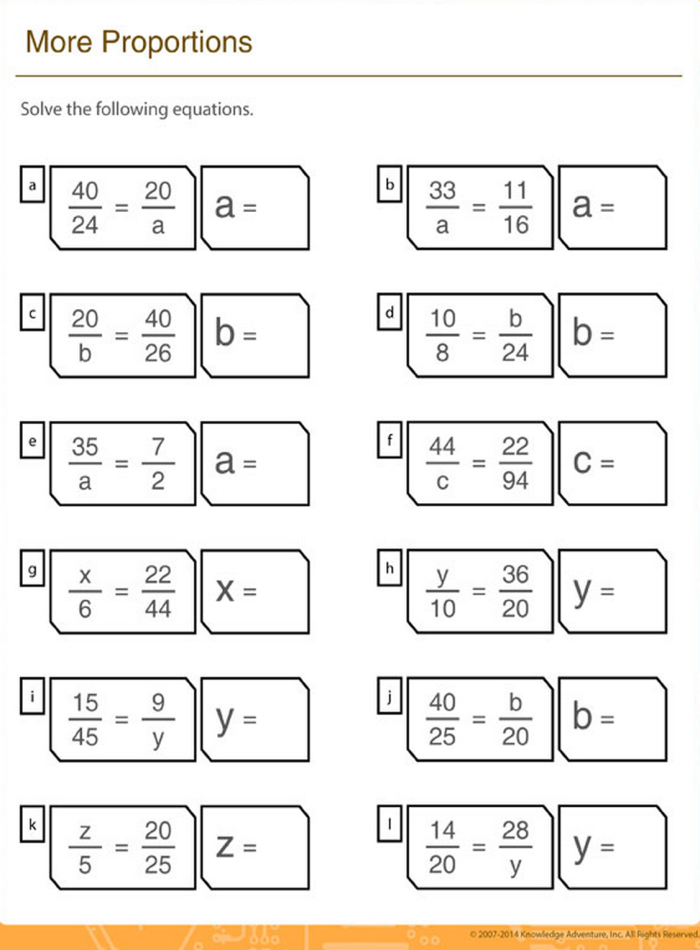 Seventh-grade students engaged in solving proportions on a practice worksheet