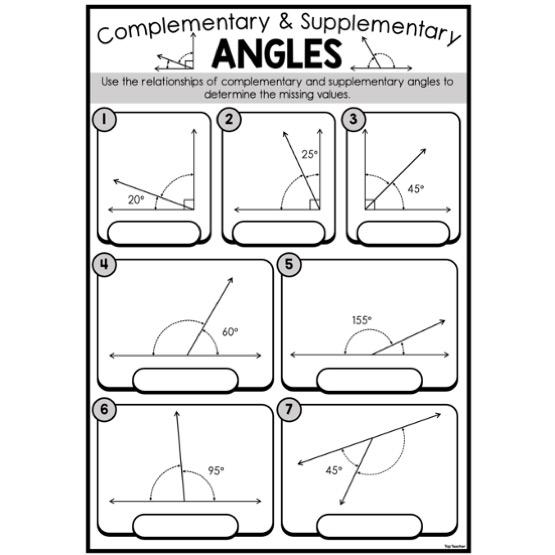 Supplementary angles worksheet for seventh-grade geometry practice