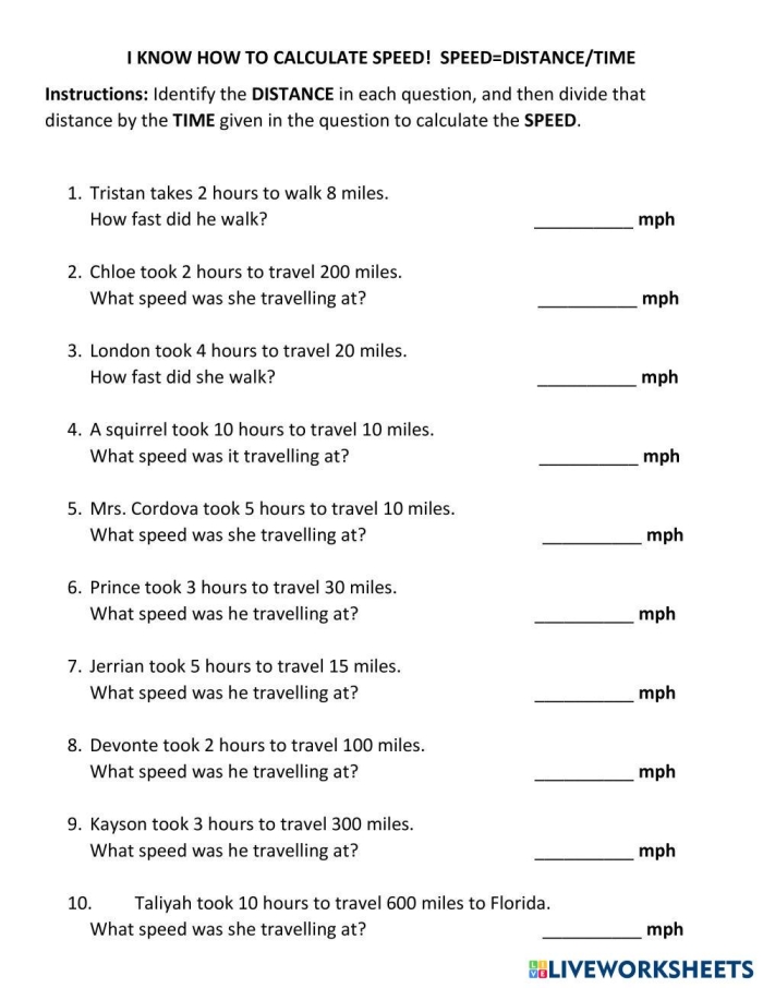 Seventh-grade students working on a calculating velocity worksheet with word problems