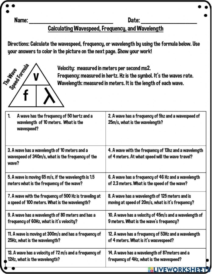Worksheet for calculating velocity with examples and problem-solving scenarios