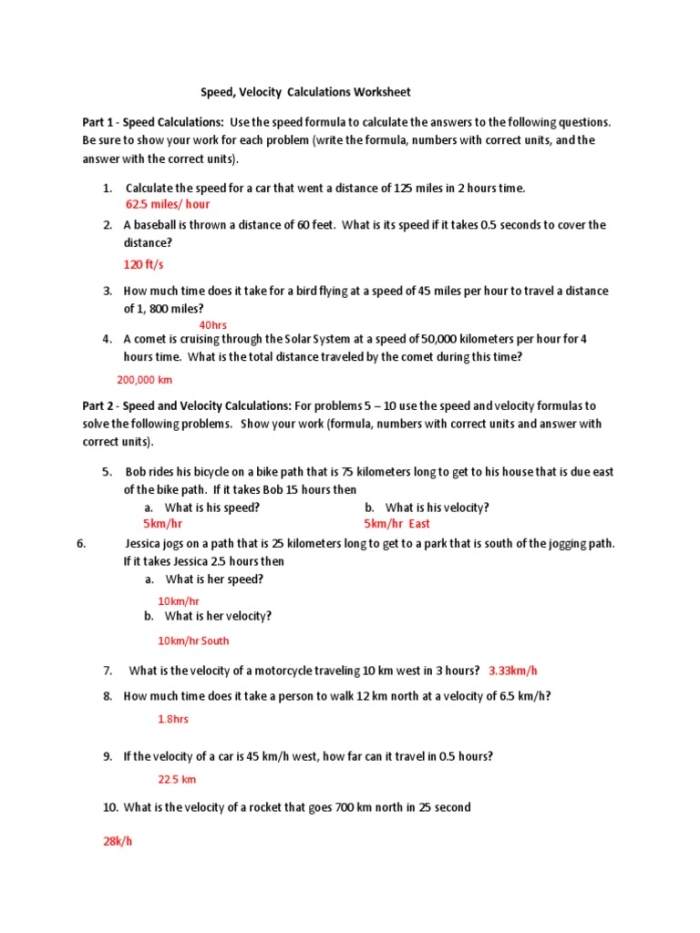 Seventh-grade students working on a Calculating Velocity worksheet featuring time and distance problems