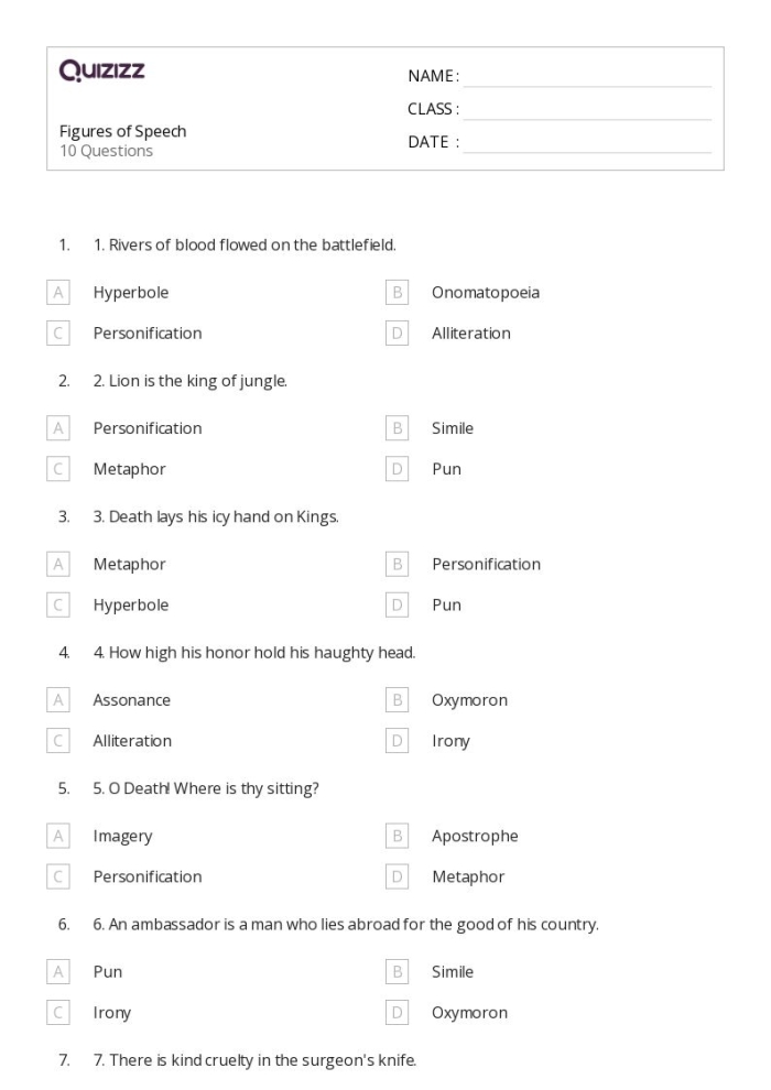 Seventh grade student identifying common allusions using context clues and life science examples in a worksheet