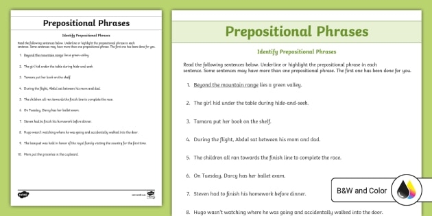 Identifying Prepositional Phrases Worksheet 21 for 7th Grade Grammar Practice Seventh grade student working on an Identifying Prepositional Phrases worksheet number twenty-one