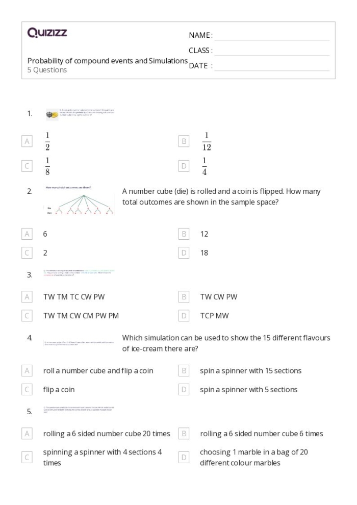 Probabilities of Compound Events Worksheet Image 19 Finding Probability Using Multiple Methods Seventh grade students solving compound probability problems with tree diagrams and organized lists for real-world scenarios