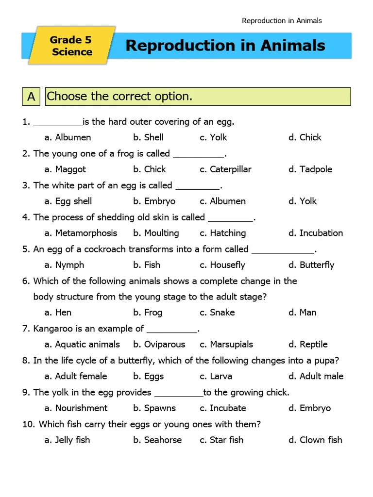 Sixth grade science worksheet comparing sexual and asexual reproduction methods