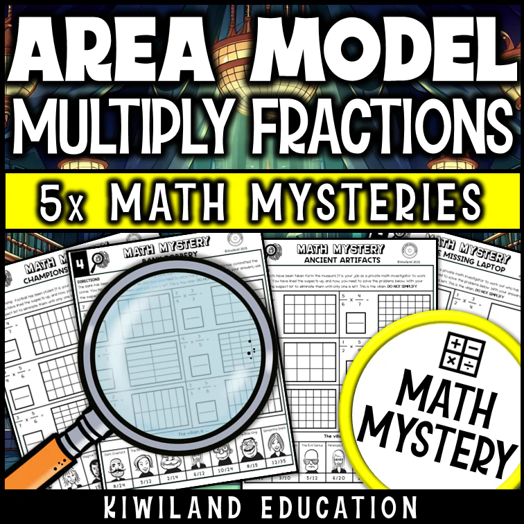 Worksheet featuring students shading area models to multiply fractions in a fifth-grade math exercise