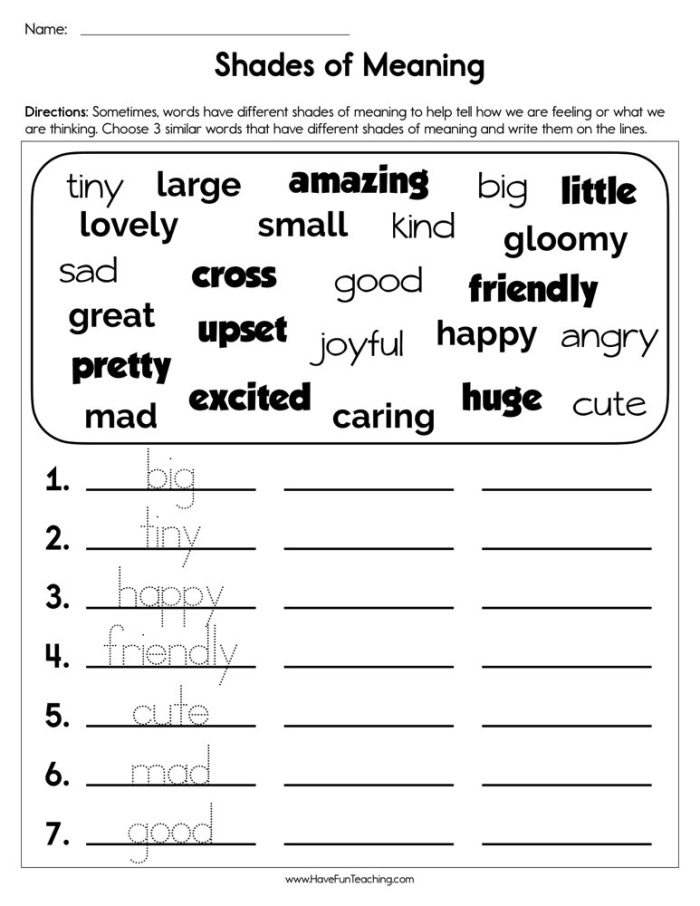 Fourth grade students learning synonyms and emotional intelligence with a shades of meaning emoji worksheet