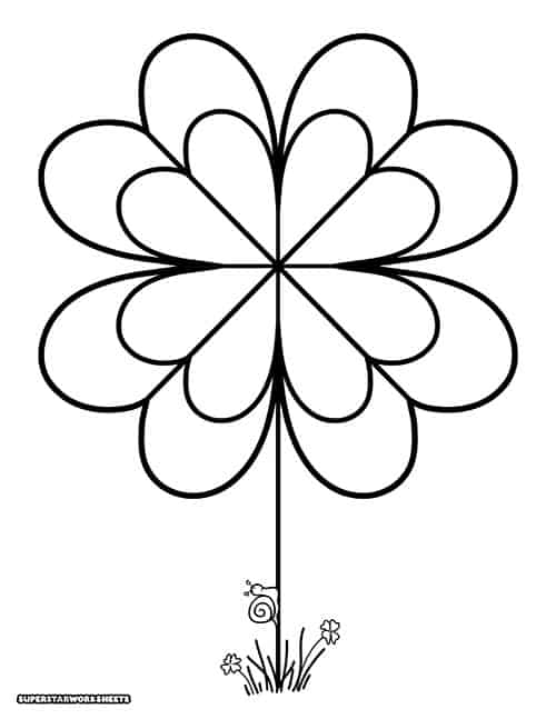 Free shamrock coloring worksheet for pre-K students to celebrate St. Patrick's Day with green colors