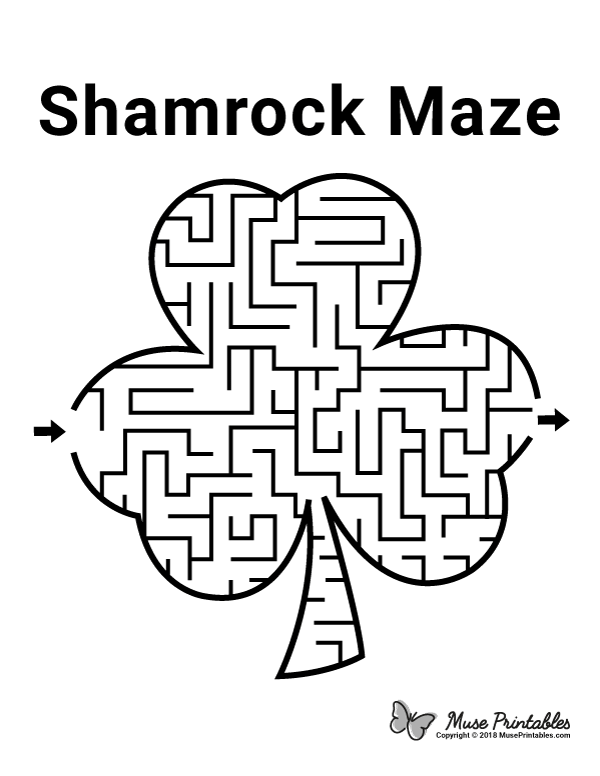 Shamrock Maze worksheet for third graders to enhance problem-solving skills