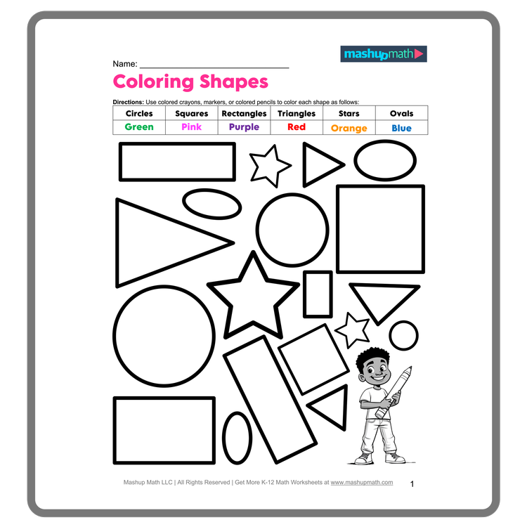 Assessment worksheet for addition in Pre-K: Shape It Up! image 6 Pre-K students engaging with the Shape It Up! worksheet for identifying and drawing 2D shapes