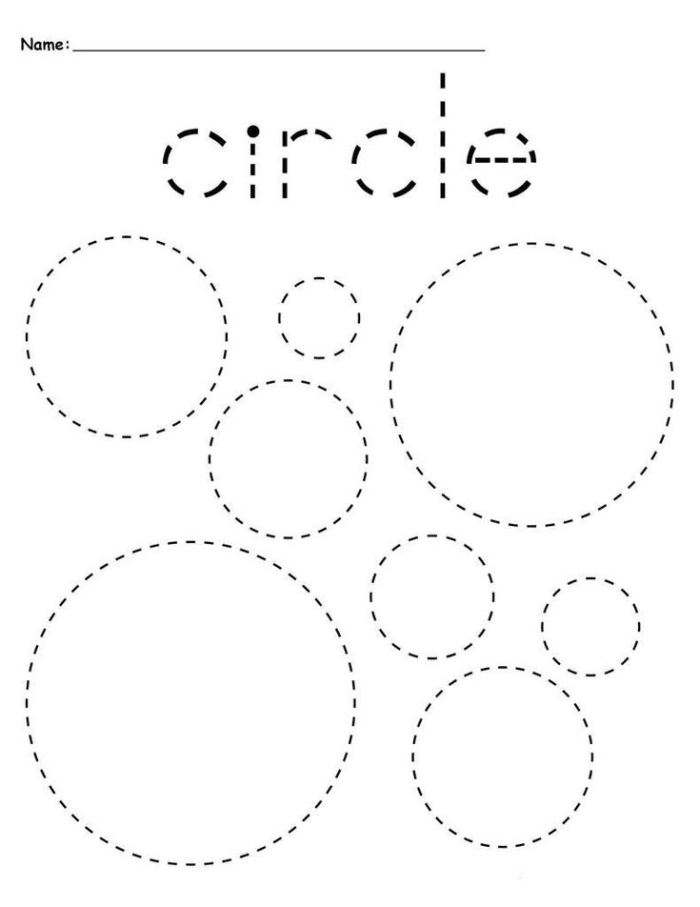 First grade student worksheet featuring a sequence of geometric shapes for practicing pattern recognition