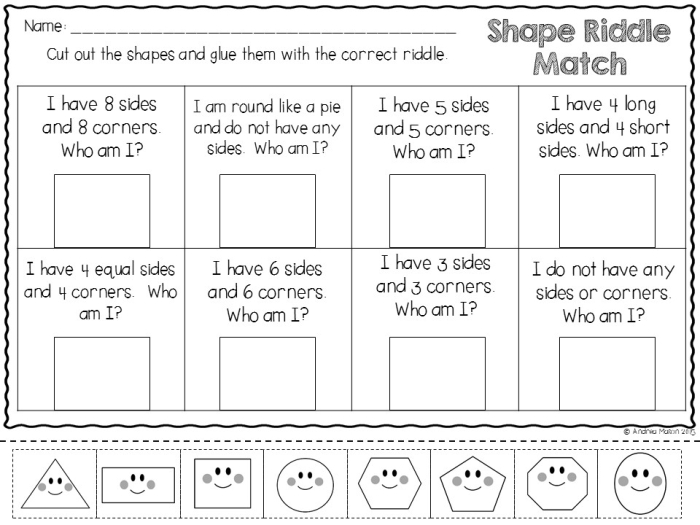 Shape Riddles worksheet for second graders to enhance shape recognition skills