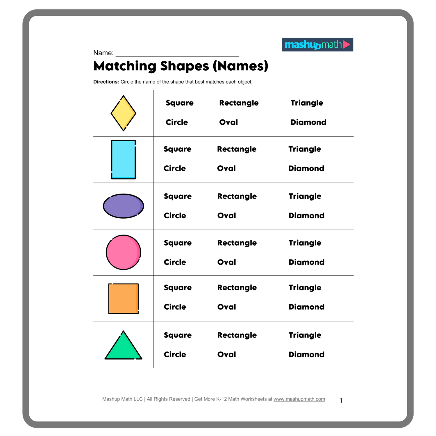 Shape It Up Addition Worksheet for Preschoolers 5 Pre-K addition worksheet asking students to identify and draw various 2D geometric shapes