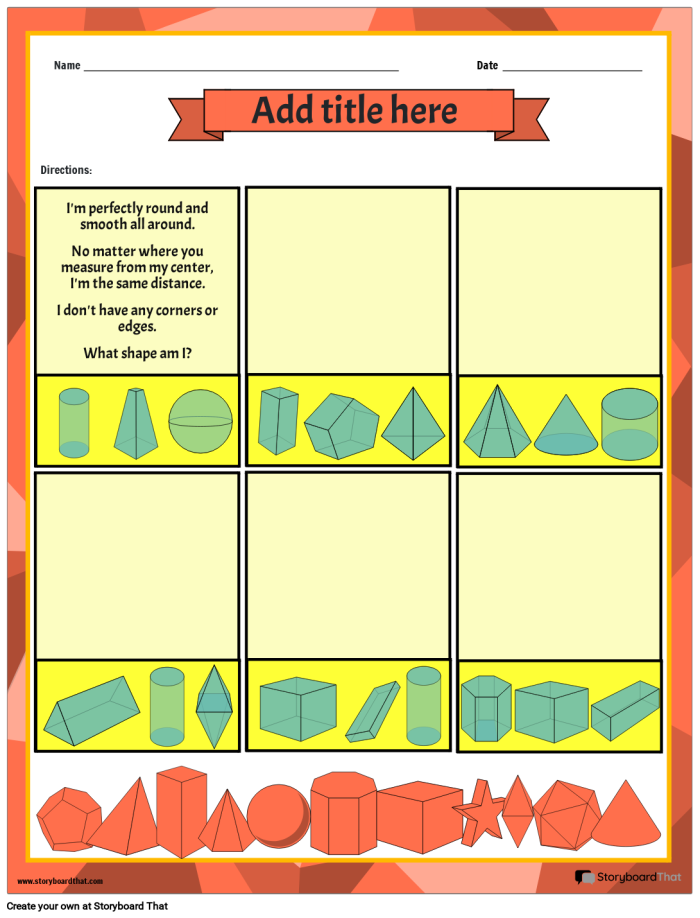 Colorful Shape Riddles worksheet designed for second graders to enhance shape recognition