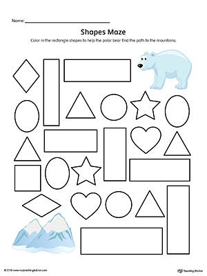 Reading worksheet for Pre-K Shapes maze worksheet featuring an astronaut navigating through stars to identify shapes. Engaging pre-K shapes maze for young learners to practice shape recognition.