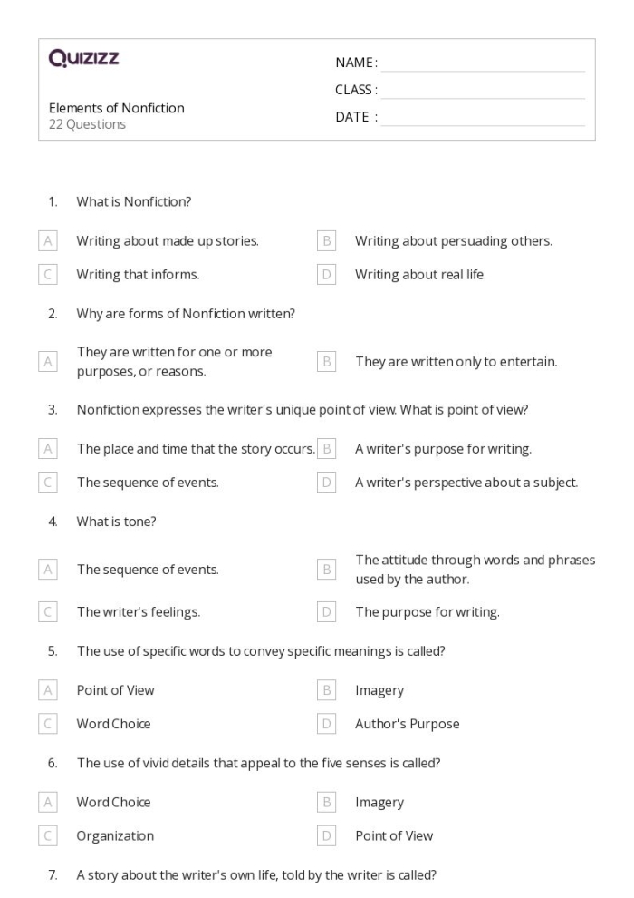 Fourth grade student worksheet showing a nonfiction passage about sharks with lines for writing a summary response
