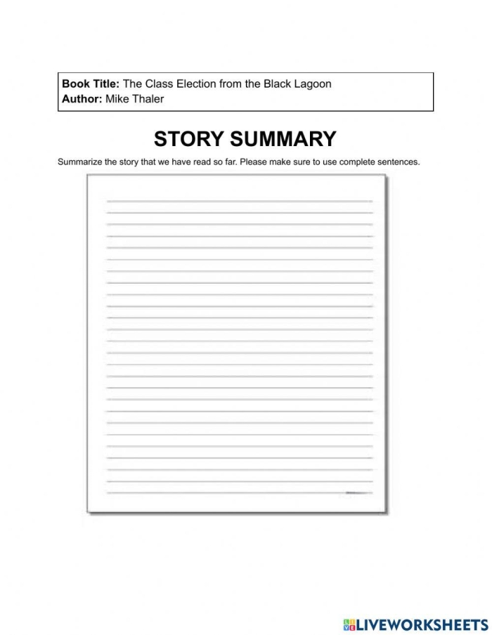 Third grade students practicing the Somebody Wanted But So Then method on a reading summary worksheet