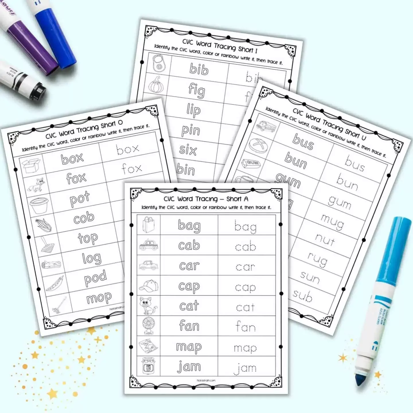 Fun With Short E CVC Words Worksheet Number Two Kindergarten student practicing phonics by writing short E CVC words on a worksheet