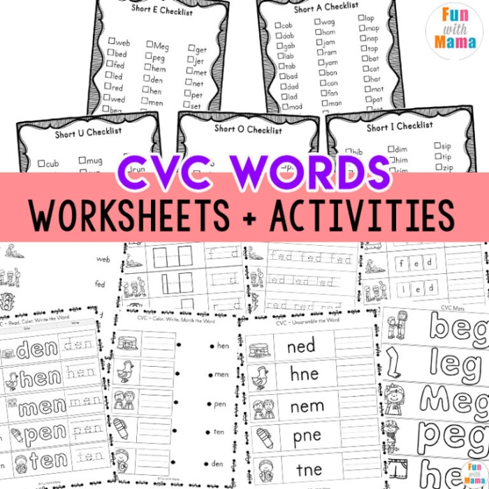 Fun With Short E CVC Words Practice Activity for Beginning Readers Children tracing and writing short E CVC words like bed, hen, and net on a kindergarten phonics worksheet