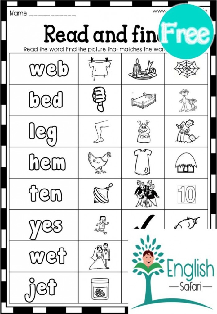 Short E Words Phonics Worksheet 14 Pre-K phonics worksheet for identifying and coloring words featuring the short E sound