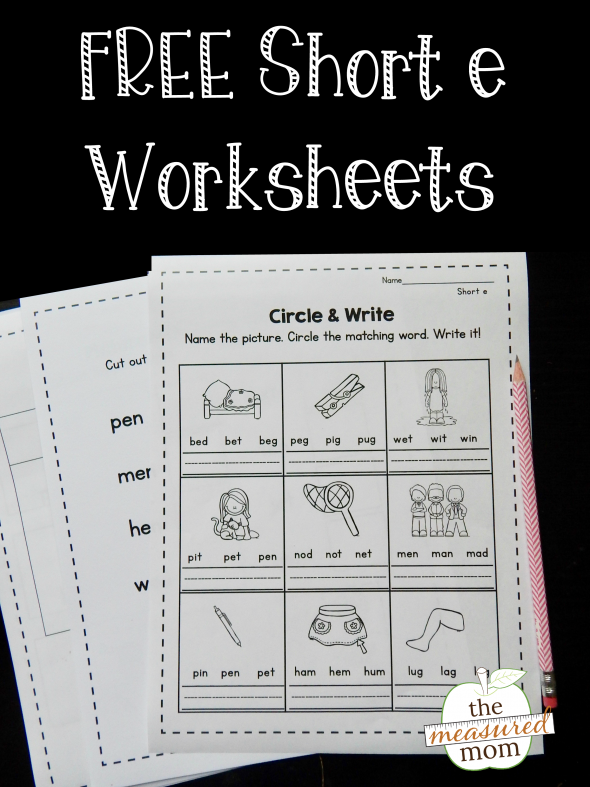 Short E Word Building Worksheet for Kindergarten Phonics Lesson 7 Kindergarten student filling out a phonics worksheet to practice reading and writing CVC words with the short E sound