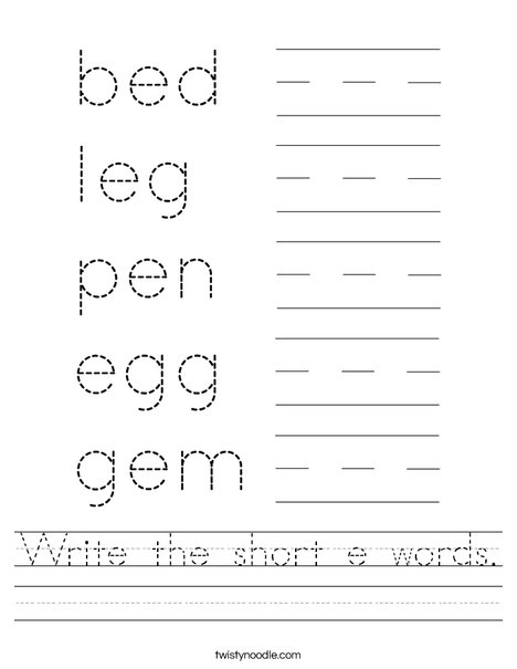 Short E Words Worksheet 5 for Preschoolers Pre-K phonics worksheet for identifying short E vowel sounds