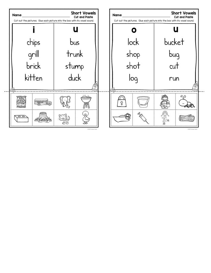 Worksheet for reviewing short and long vowel sounds for second graders