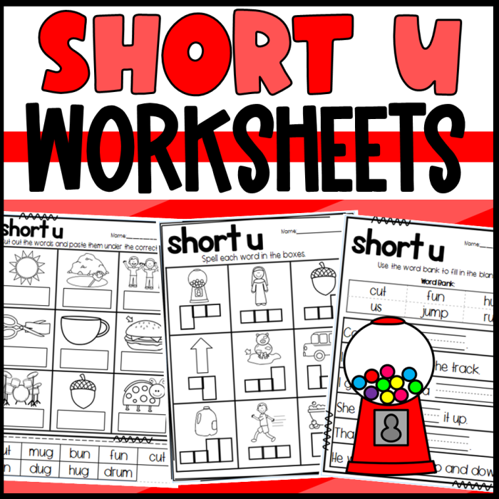 Worksheet for identifying short vowel sounds in words for kindergarten students