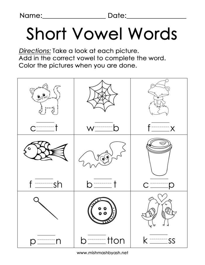 Sort the Short Vowels Worksheet for Pre-K Learning Activity 6 Pre-K student sorting short vowel sound pictures on a fun phonics worksheet