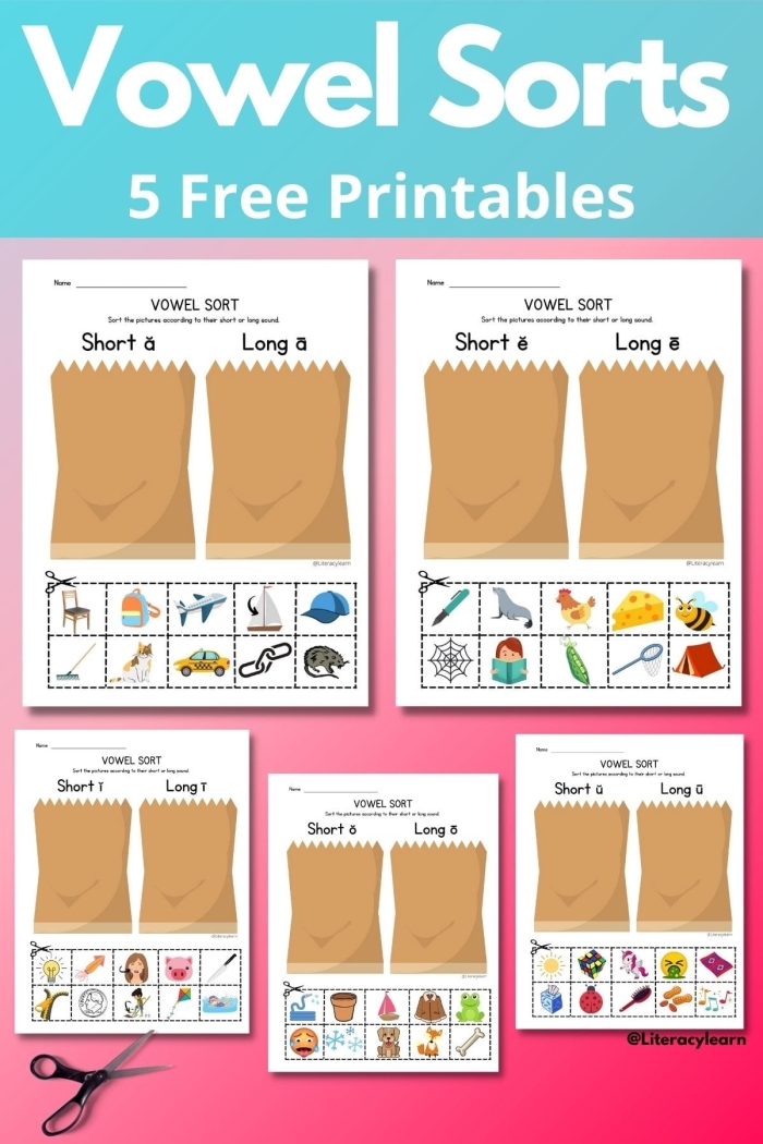 Short Vowel Sorting Worksheet for Early Learners 19 Pre-K student sorting worksheet for practicing short vowel sounds 19