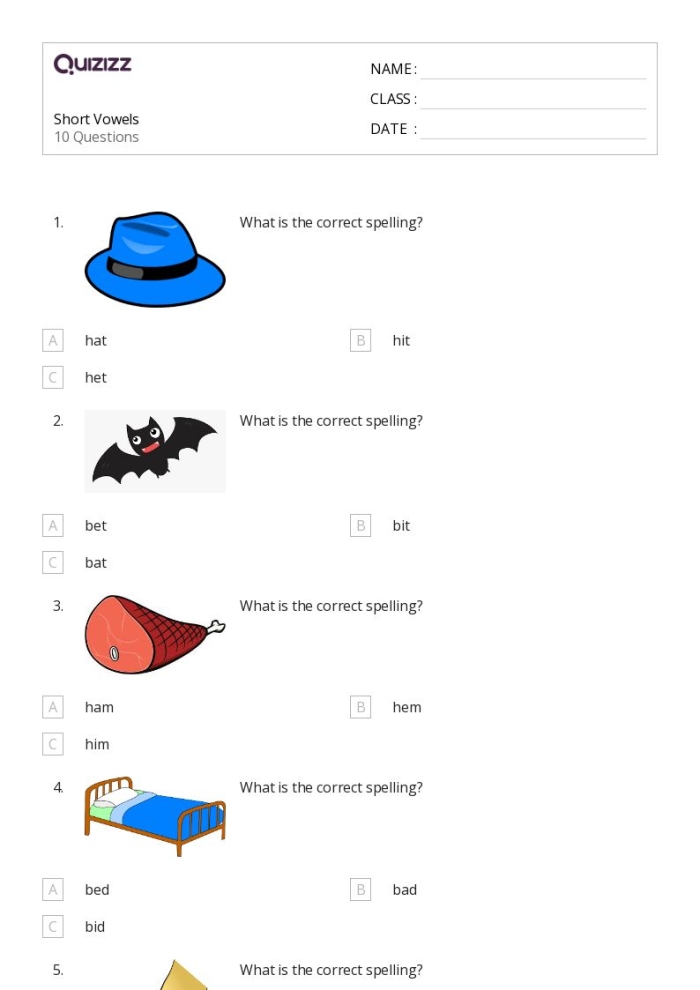Sort the Short Vowels Practice Sheet 16 for Early Learners A pre-kindergarten worksheet showing pictures grouped by short vowel sounds with sorting activities