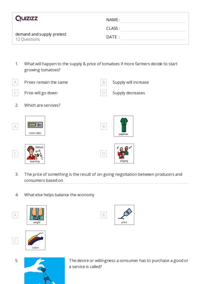 Economics worksheet showing supply and demand concepts through shortage and surplus pricing scenarios Sixth grade students solving shortage and surplus problems on a worksheet with integer and rational number examples