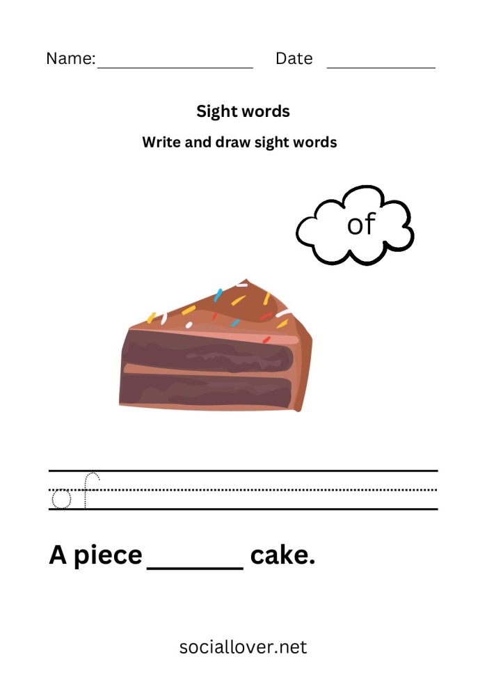 Worksheet for tracing and coloring the sight word "both" for kindergarten students