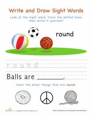 Kindergarten student worksheet for tracing and drawing the sight word both