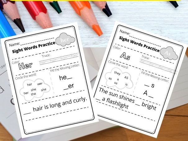 Hearts Color by Sight Word activity page for beginning readers to practice word recognition Kindergarten student coloring hearts with sight words labeled in different colors for reading practice