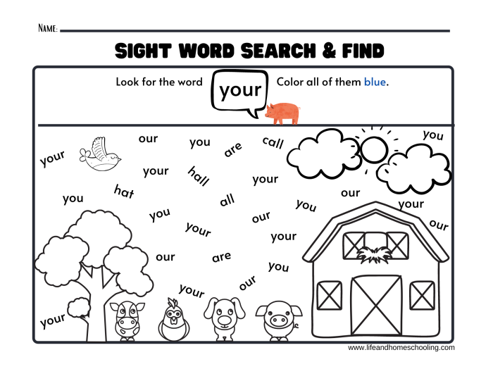 Sight Word Search Activity: Find words starting with A for first grade students Worksheet featuring a sight word search for first graders focusing on words that start with the letter A