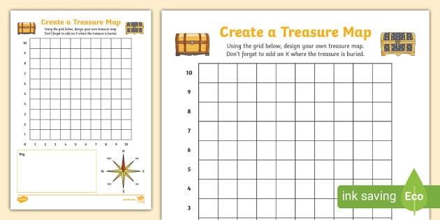 Treasure map grid worksheet designed for second-grade students to enhance sight word skills
